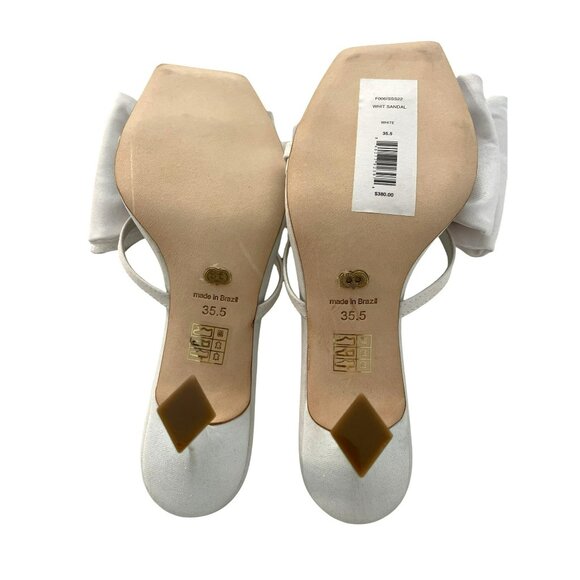Caroline Constas White Bow Heeled Sandal Shoes Size 35.5 Bridal Wedding - Picture 6 of 9